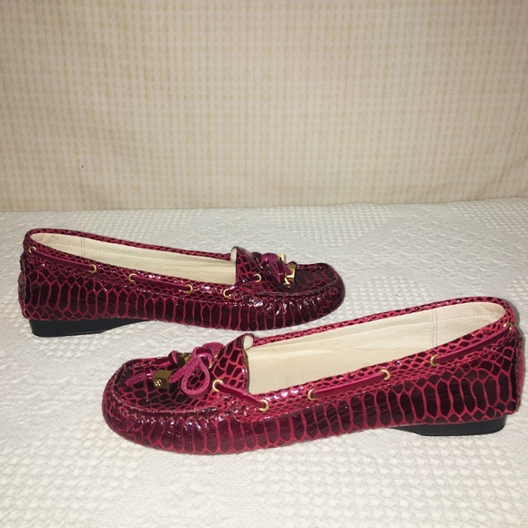 Michael Kors Shoes - Michael Kors Bugundy Snake Moccasins 
Size 7.5M